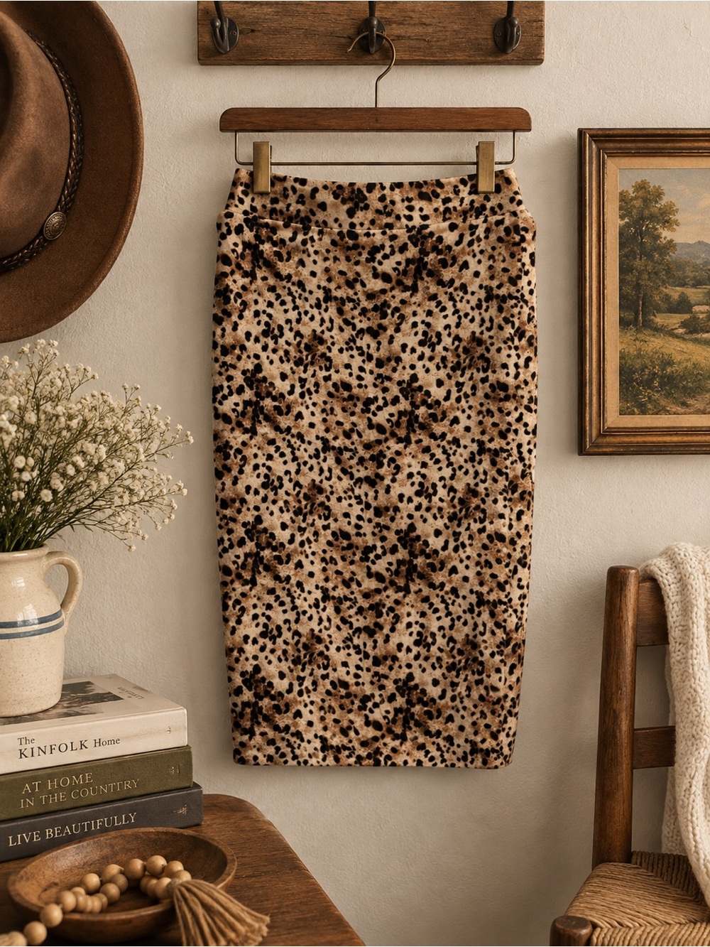 Bar III Leopard Print Midi Skirt